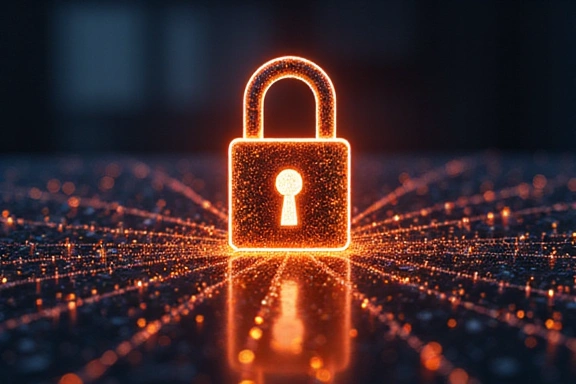 Digitales Schloss-Symbol mit Datenstrom im Hintergrund