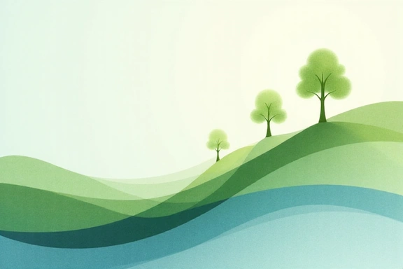 Abstraktes Bild, das Wachstum und Fortschritt symbolisiert, mit sanften Grüntönen und fließenden Linien